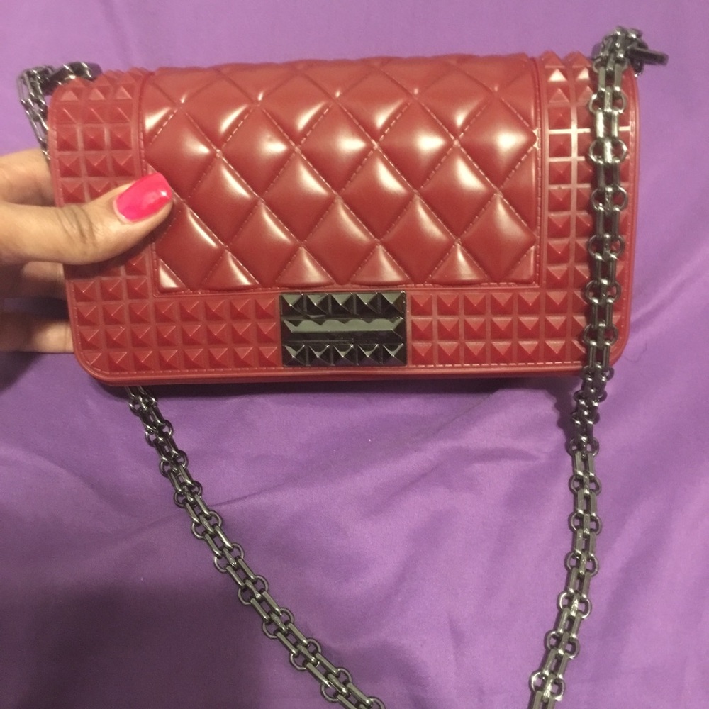 Red chain bag